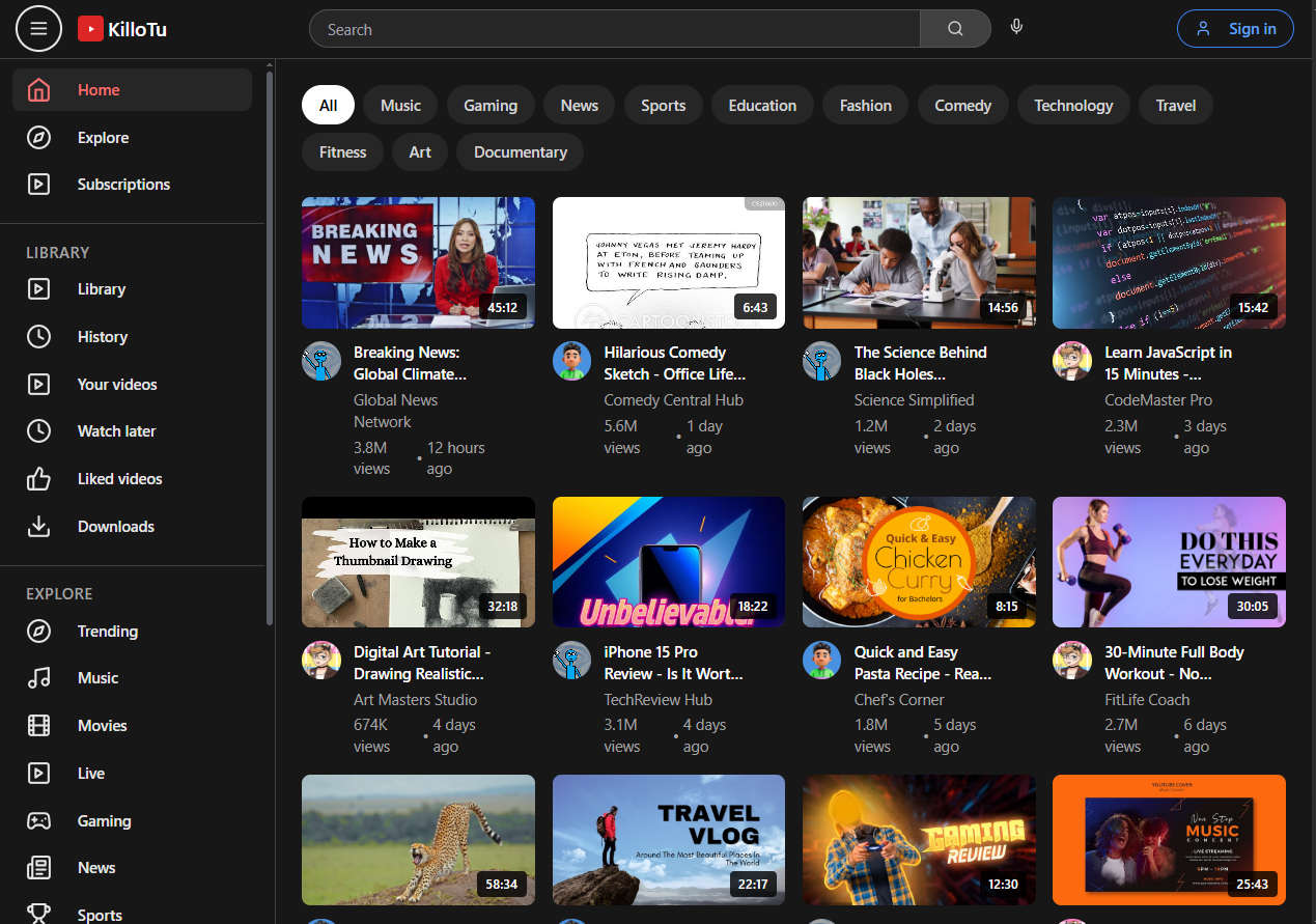 KilloTu - Video Platform